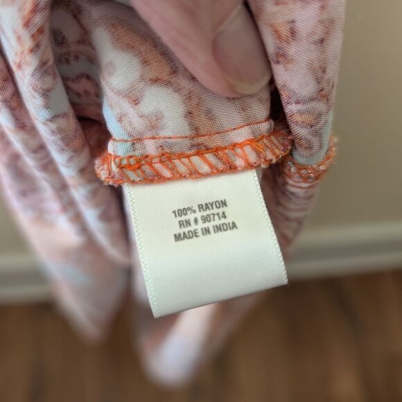 Ivy Street Sleeveless Maxi Sundress Women's Medium Orange Paisley Smocked Waist - Picture 7 of 8